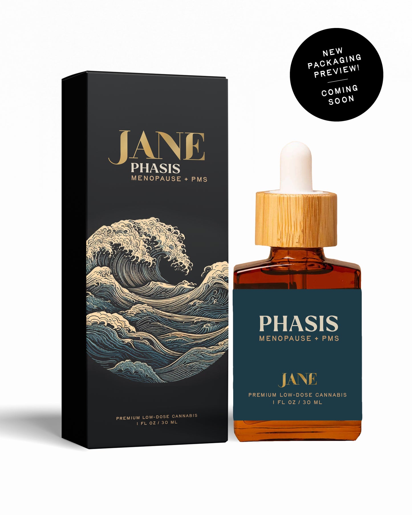 New product packaging for Jane Product: PHASIS with text: "New Packaging Preview! Coming Soon"